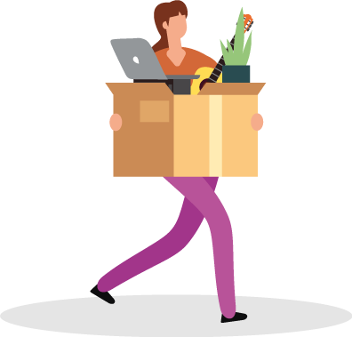 Graphic of lady moving boxes