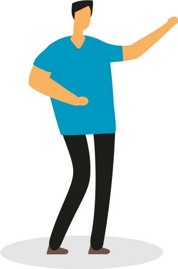Graphic of person with welcoming arm